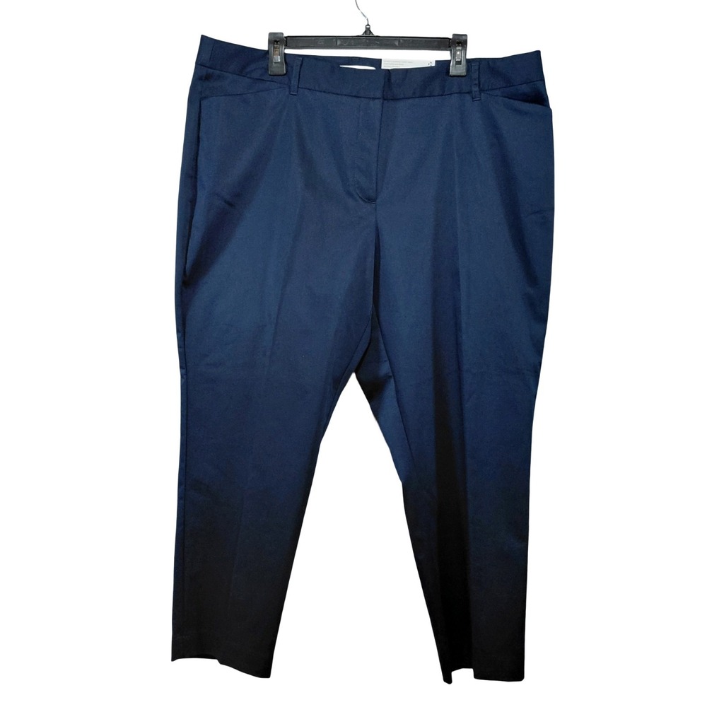 Liz Claiborne Emma Slim Leg Ankle Mid Rise Pants Women's 18W Blue Slimming